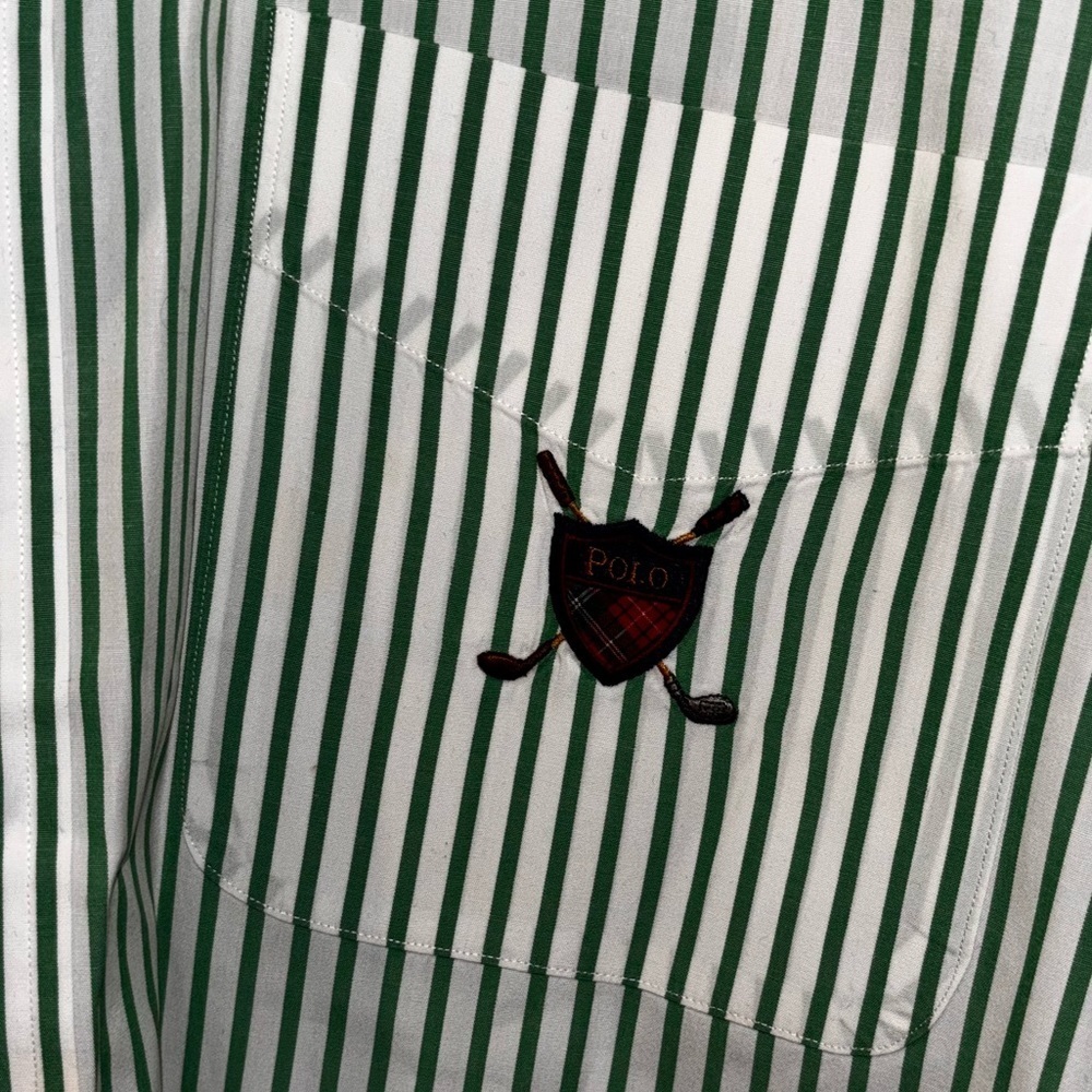 Polo Ralph Lauren classic-fit short-sleeve seersucker shirt in green SZ L​​​ - Picture 2 of 7